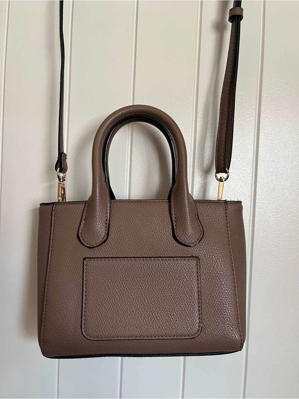 a new day Taupe Mini Pebbled Top-Handle Crossbody Bag